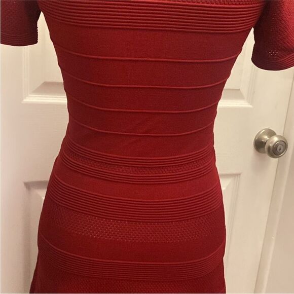 Sandro Red Milau Pointelle Ribbed Dress, S - Picture 10 of 15